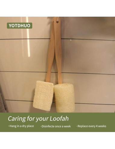 Cepillo de Lufa Natural YOTDHUO con Mango de Madera - 2 Piezas