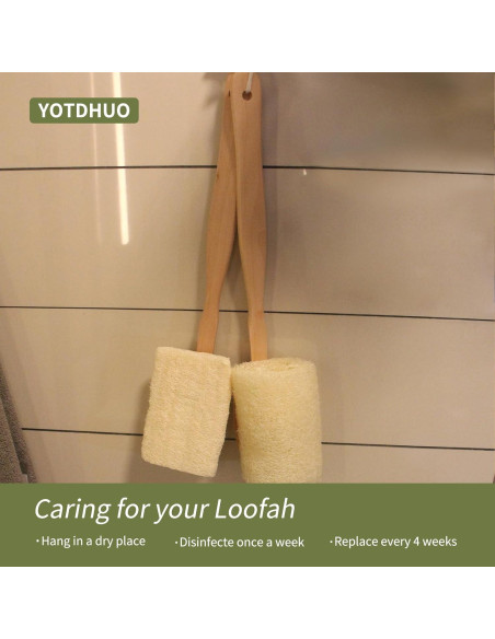 Cepillo de Lufa Natural YOTDHUO con Mango de Madera - 2 Piezas Cepillo de Lufa Natural YOTDHUO con Mango de Madera - 2 Piezas