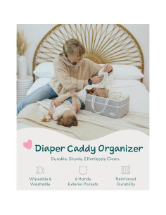 Cesta de Pañales Lily Miles Grande Gris/Menta - Organizador Portátil 2