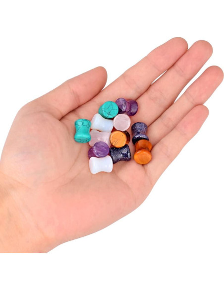 Tapones de Oído de Piedra Oyaface Multicolor 3MM-20MM 12 Piezas Tapones de Oído de Piedra Oyaface Multicolor 3MM-20MM 12 Piezas