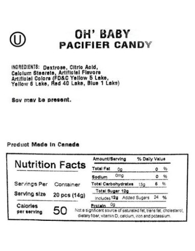 Chupetes de Caramelo Oh Baby 0.68 kg Sabor Fruta Sin Recubrimiento