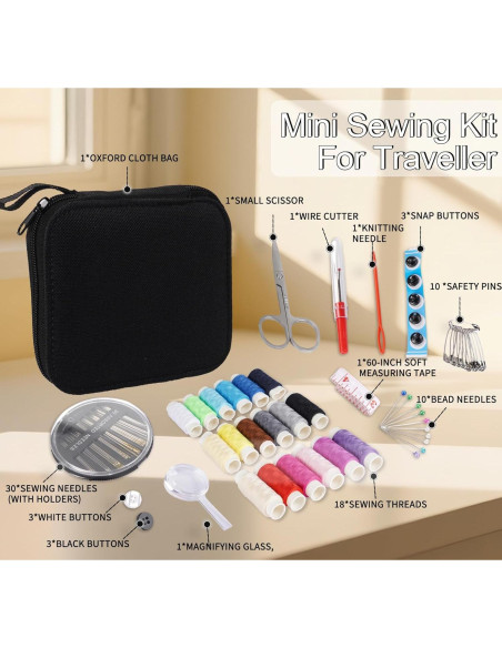Kit de Costura Mini StiVerse 84 Piezas con 18 Hilos Kit de Costura Mini StiVerse 84 Piezas con 18 Hilos