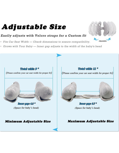 Almohada de Viaje StoHua para Bebés Ajustable Gris Almohada de Viaje StoHua para Bebés Ajustable Gris