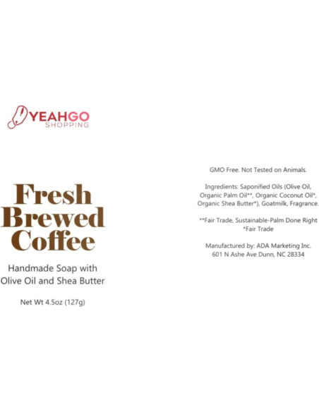 Jabón de Leche de Cabra y Café Hecho a Mano Yeahgoshopping 127 g Jabón de Leche de Cabra y Café Hecho a Mano Yeahgoshopping 127 g