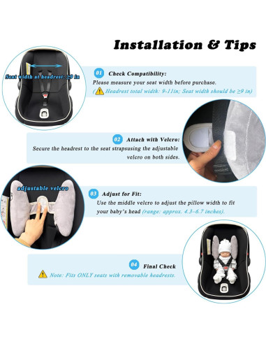 Almohada de Viaje StoHua para Bebés Ajustable Gris