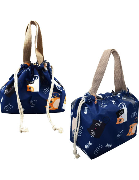 Bolsa de Almuerzo Reutilizable Enyuwlcm Gato Azul Mini 7.87L Bolsa de Almuerzo Reutilizable Enyuwlcm Gato Azul Mini 7.87L