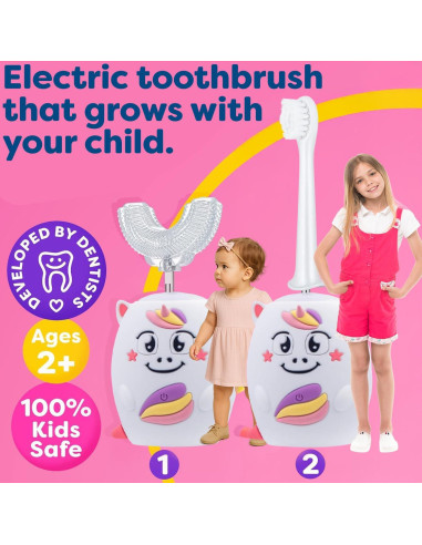 Cepillo de Dientes Eléctrico Trueocity Unicornio Rosa 360