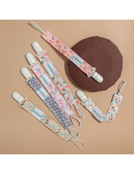 Babygoal Clips de Chupete Florales - Paquete de 6 Unidades Babygoal Clips de Chupete Florales - Paquete de 6 Unidades