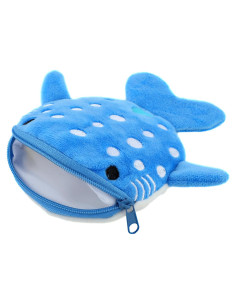 Monedero de Tiburón Mabor de Peluche Azul con Cierre 14x13cm