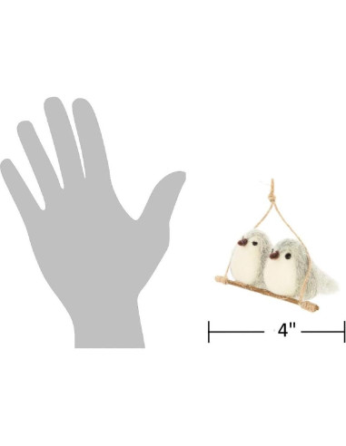 Adorno de Navidad Pareja de Pájaros de Fieltro 10.16cm