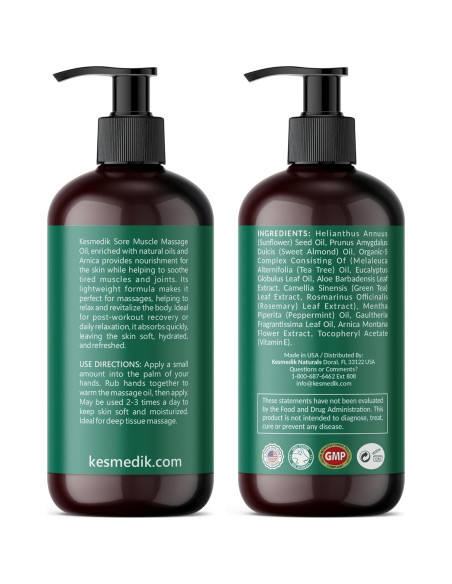 Aceite de Masaje Kesmedik 236.6 ml - Alivio Muscular con Árnica y Eucalipto Aceite de Masaje Kesmedik 236.6 ml - Alivio Muscular con Árnica y Eucalipto