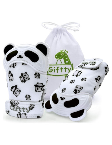 Mitón de Dentición Giftty Panda Suave con Mordedor y Sonido