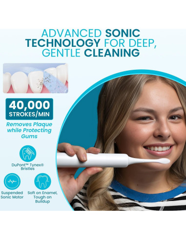 Cepillo de dientes eléctrico Tynex recargable IPX7 con temporizador