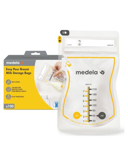 Bolsas de Almacenamiento de Leche Materna Medela Easy Pour 100 Unidades 210ml Bolsas de Almacenamiento de Leche Materna Medela Easy Pour 100 Unidades 210ml