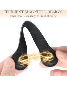 Clips de Toalla Magnéticos Gotorido 2 Pcs Cuero PU Negro 2