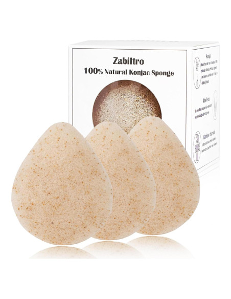 Esponjas Faciales de Konjac Waterdrop con Nuez - 3 Piezas Esponjas Faciales de Konjac Waterdrop con Nuez - 3 Piezas