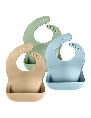 Conjunto de 3 Baberos de Silicona Cuddle Campus Ajustables
