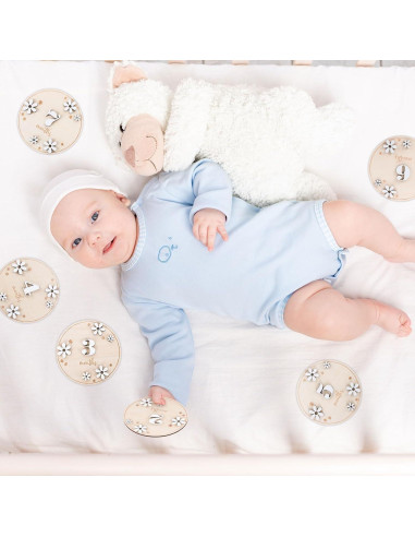 Tarjetas Mensuales de Hitos para Bebés Whaline 12 Pcs 10 cm