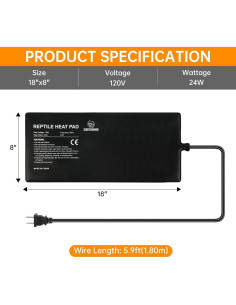Almohadilla Térmica Eléctrica REPTI HOME 24W para Reptiles 45.72x20.32cm 2
