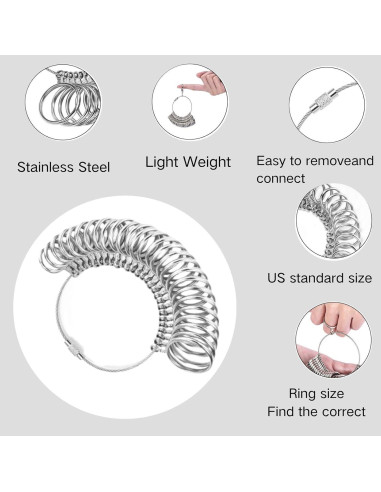 Kit de Medición de Anillos KLONKEE con Mandril y Martillo