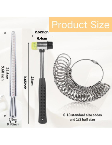 Kit de Medición de Anillos KLONKEE con Mandril y Martillo