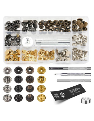 Kit de Broches a Presión CRAFTMEMORE 40 Juegos 12.5mm Metálicos