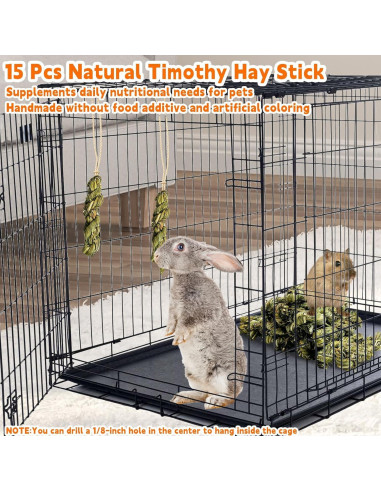Juguetes de Masticar para Conejos Hamiledyi - 15 Pcs Heno Timothy