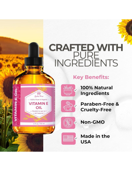 Aceite de Vitamina E Leven Rose 118.3 ml 100% Natural Orgánico Aceite de Vitamina E Leven Rose 118.3 ml 100% Natural Orgánico