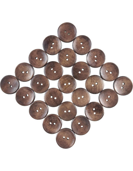 50 Botones de Madera MTCELL 25mm Marrón Convexos para Costura 50 Botones de Madera MTCELL 25mm Marrón Convexos para Costura