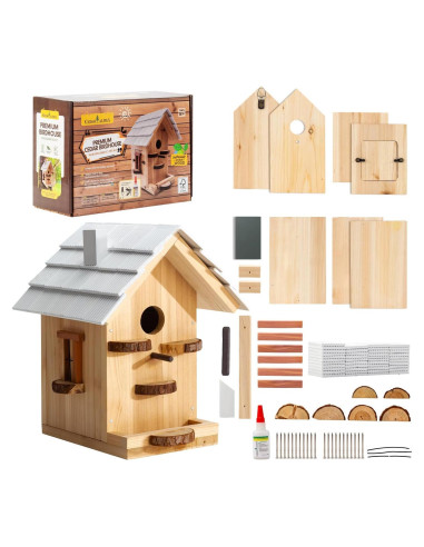 Kit Casa para Aves de Madera CEDAR ALPHA - DIY 7 Piezas