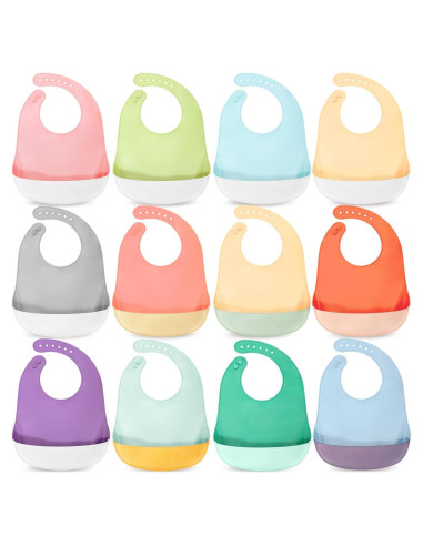 Baberos de Silicona Mepase Impermeables 12 Colores Ajustables