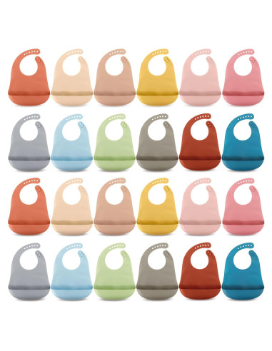 Baberos de Silicona Tioncy 24 Pcs Ajustables Impermeables