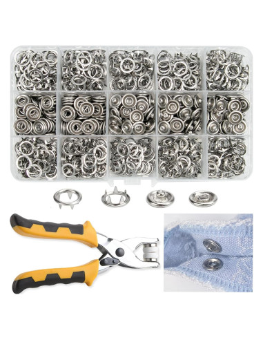 Kit de Botones a Presión NXTOV 800 Piezas Plata para Costura