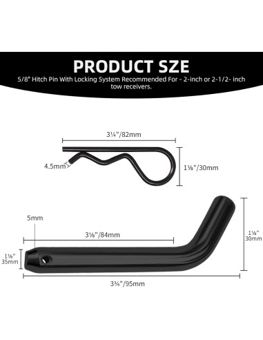 Pasador y Clip de Enganche de Remolque Niaimei 1.59 cm 2 Paquetes
