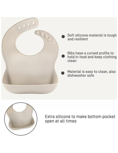Juego de 3 Baberos de Silicona para Bebés - Ajustables y Impermeables