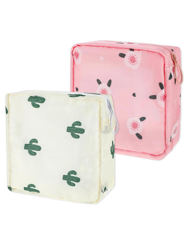 Bolsa de Almacenamiento Menstrual Aiyorse Rosa y Blanco 12x13cm