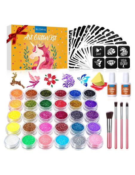 Kit de Tatuajes Temporales Brillantes Bedoira 30 Colores Kit de Tatuajes Temporales Brillantes Bedoira 30 Colores