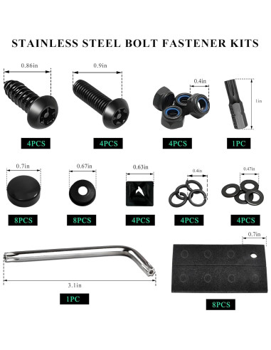 Tornillos Antirrobo para Placas de Licencia ZNDAW Hexagonal Negro