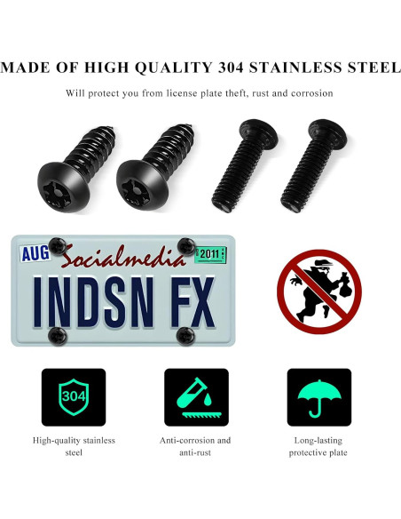 Tornillos Antirrobo para Placas de Licencia ZNDAW Hexagonal Negro Tornillos Antirrobo para Placas de Licencia ZNDAW Hexagonal Negro