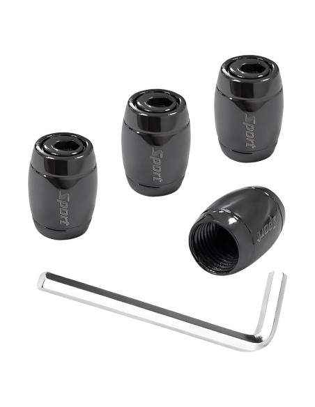 4 Tapones de Válvula de Neumático Gasedin con Bloqueo Negro 4 Tapones de Válvula de Neumático Gasedin con Bloqueo Negro