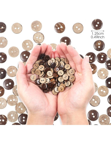 Botones de Cáscara de Coco Xindojuz 100 Pcs 12.5mm Marrón