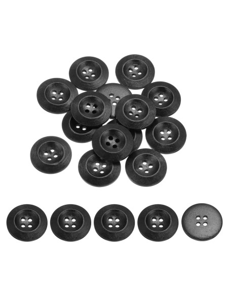 80 Botones de Madera Redondos 23mm uxcell Negro para Costura 80 Botones de Madera Redondos 23mm uxcell Negro para Costura