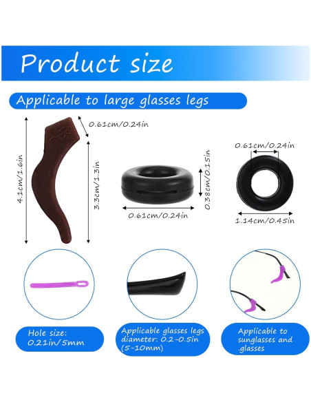 30 Pares de Sujetadores de Gafas de Silicona Antideslizantes 30 Pares de Sujetadores de Gafas de Silicona Antideslizantes