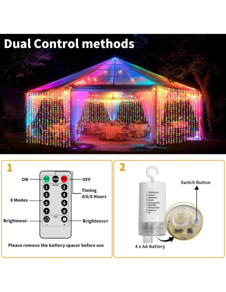 Luces de Cortina LED Multicolor 3m x 3m Ryblgled 300 LEDs Luces de Cortina LED Multicolor 3m x 3m Ryblgled 300 LEDs