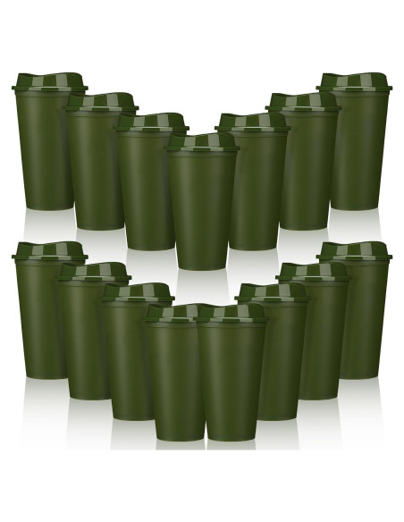 Paquete de 15 Tazas de Café Reutilizables Domensi 0.47L Verde Militar Paquete de 15 Tazas de Café Reutilizables Domensi 0.47L Verde Militar