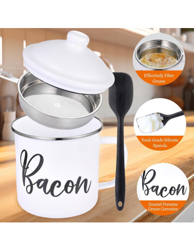 Contenedor de Grasa de Tocino Fondpen 1.36L con Colador y Espátula