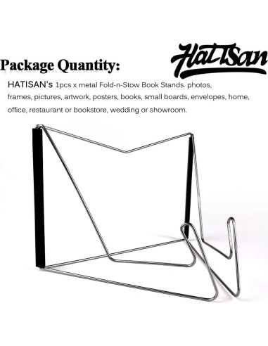 Soporte de Libros Plegable Hatisan de Hierro Negro 1 Pc