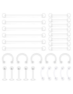 D.Bella 65pcs Anillos de Perforación Hipoalergénicos Bioflex