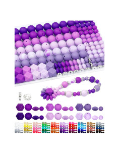172PCS Perlas de Silicona FIVEIZERO para Manualidades Morado