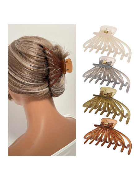 Pinzas para el cabello FAELBATY - Gelatina 4 colores, 13 cm Pinzas para el cabello FAELBATY - Gelatina 4 colores, 13 cm